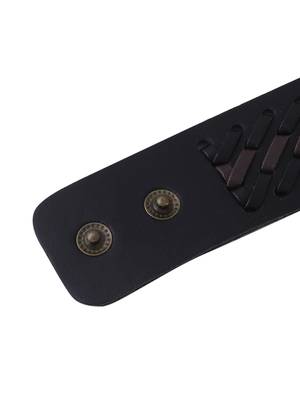 Men's black leather bracelet 4