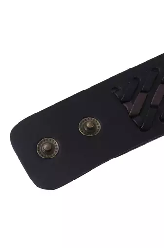 Men's black leather bracelet