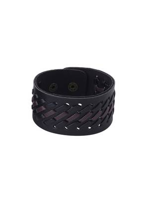 Men's black leather bracelet 5