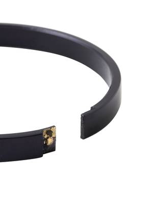 Men's black metal interlock kada bracelet 3