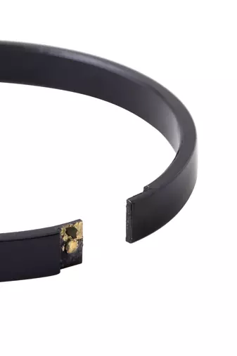 Men's black metal interlock kada bracelet