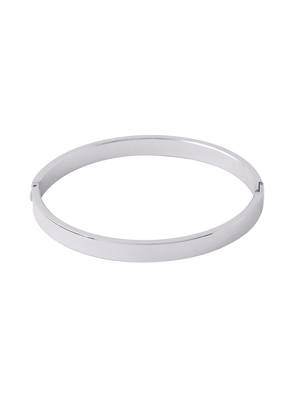 Men's silver metal interlock kada bracelet 3