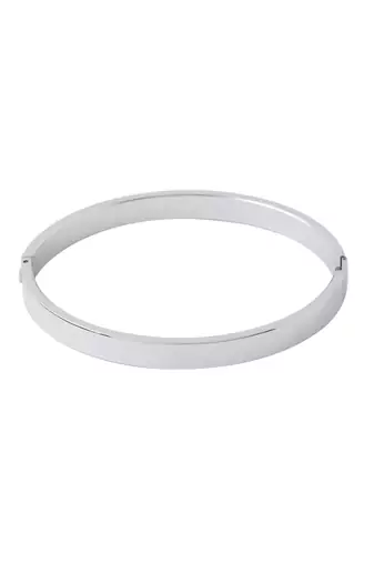 Men's silver metal interlock kada bracelet