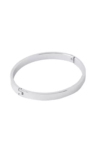 Men's silver metal interlock kada bracelet