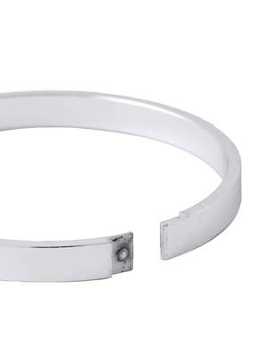 Men's silver metal interlock kada bracelet 5