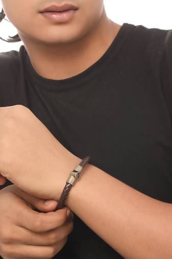 Men's brown leather bracelet