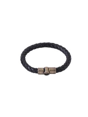 Men's black leather bracelet 2