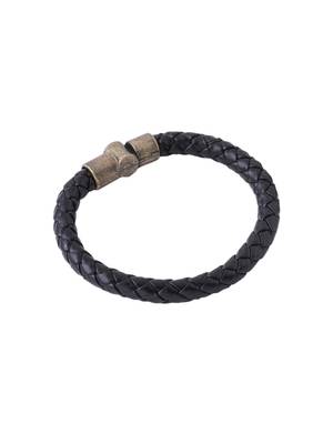Men's black leather bracelet 4