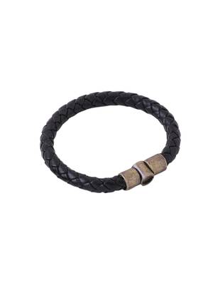 Men's black leather bracelet 5