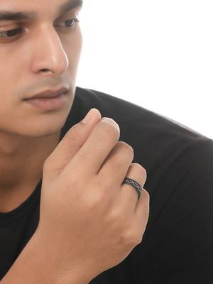Men's black metal ring 3