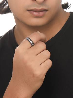 Men's black metal ring 2