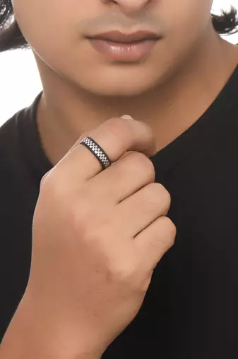Men's black metal ring