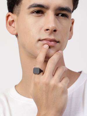 Men's black metal ring 5