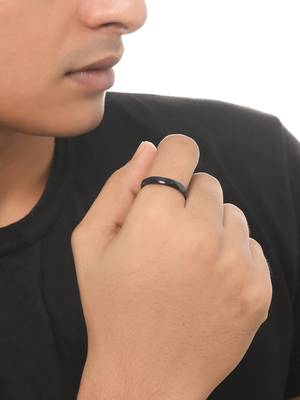 Men's black stainless steel finger ring 2