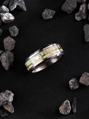 Men's rhodium-plated silver-toned stainless steel finger ring 1