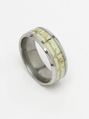 Men's rhodium-plated silver-toned stainless steel finger ring 3