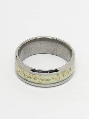 Men's rhodium-plated silver-toned stainless steel finger ring 5