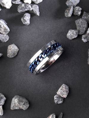 Men's rhodium plated stainless steel finger ring 1
