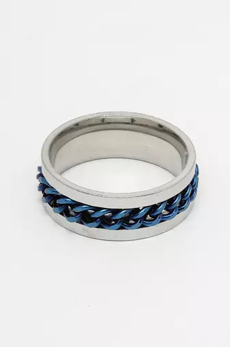 Men's rhodium plated stainless steel finger ring