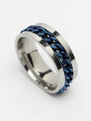 Men's rhodium plated stainless steel finger ring 4