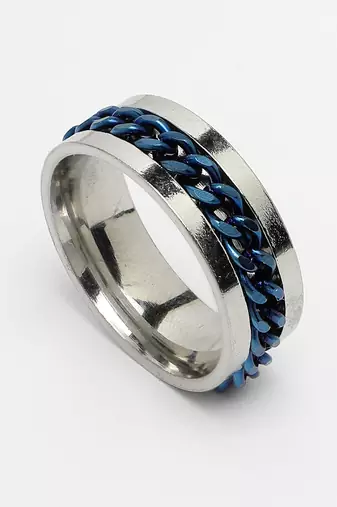 Men's rhodium plated stainless steel finger ring