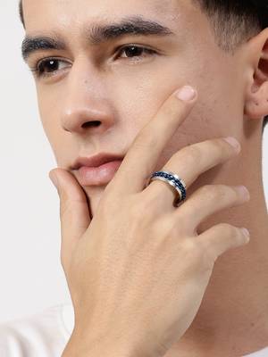 Men's rhodium plated stainless steel finger ring 5