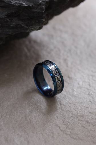 Men's rhodium-plated finger ring
