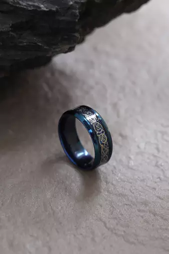 Men's rhodium-plated finger ring