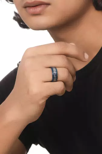 Men's rhodium-plated finger ring