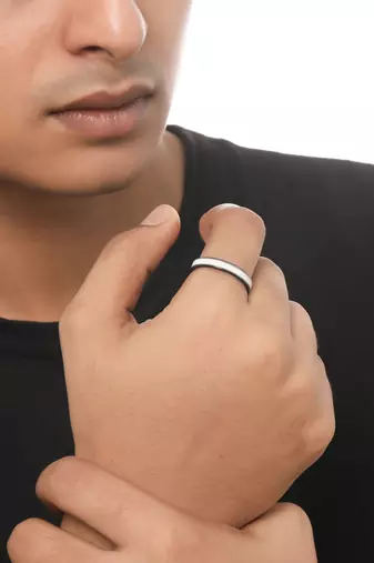 Men's silver metal ring