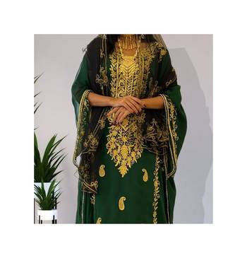 Green Georgette Zari Work kaftan 2