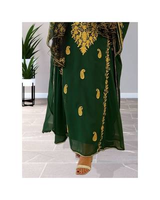 Green Georgette Zari Work kaftan 3