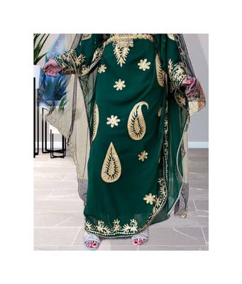 Dark Green Georgette Zari Work Kaftan 3