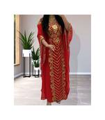 Red Georgette Zari Work Kaftan