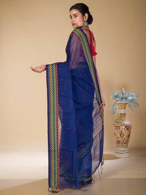 Blue Khadi Khes weaving saree 3