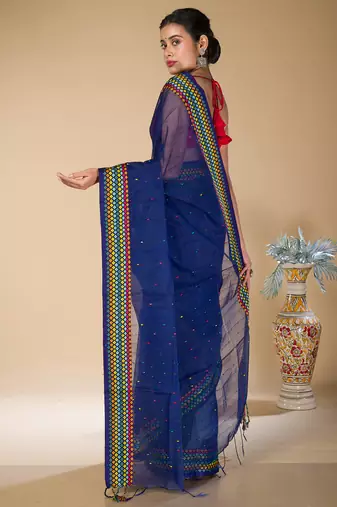 Blue Khadi Khes weaving saree