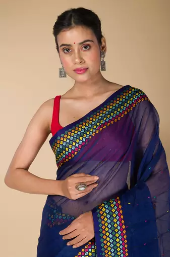 Blue Khadi Khes weaving saree