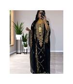 Grand Black Kaftan Gown with Handcrafted Gold Aari Work | Party Wear Dress