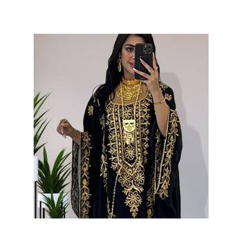 Grand Black Kaftan Gown with Handcrafted Gold Aari Work | Party Wear Dress 2