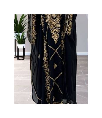 Grand Black Kaftan Gown with Handcrafted Gold Aari Work | Party Wear Dress 3
