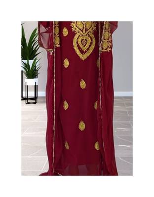 Maroon Georgette Zari Work Kaftan 3