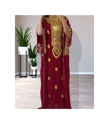 Maroon Georgette Zari Work Kaftan 4