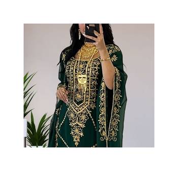 Green Georgette Zari Work Kaftan for Women 2