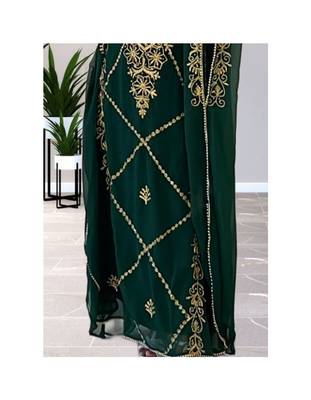 Green Georgette Zari Work Kaftan for Women 3