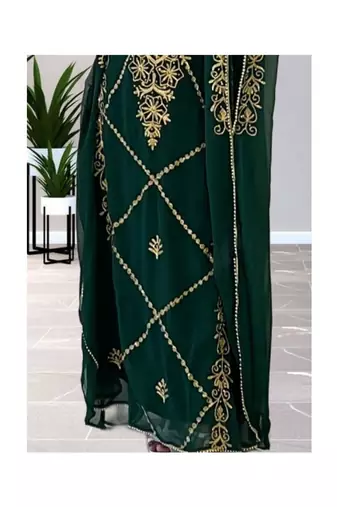 Green Georgette Zari Work Kaftan for Women