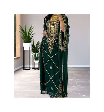 Green Georgette Zari Work Kaftan for Women 4