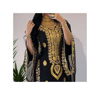 Grand Black Kaftan Gown with Handcrafted Gold Aari Work | Party Wear Dress 2