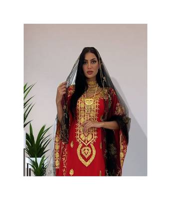 Grand Red & White Moroccan Bridal Kaftan with Silver Zari Work | Wedding Dress 2