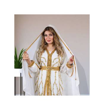 White Kaftan Handcrafted Georgette Aari Work Party Wear Fully Stitched Dresses 0213 2