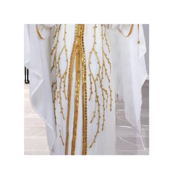 White Kaftan Handcrafted Georgette Aari Work Party Wear Fully Stitched Dresses 0213 3